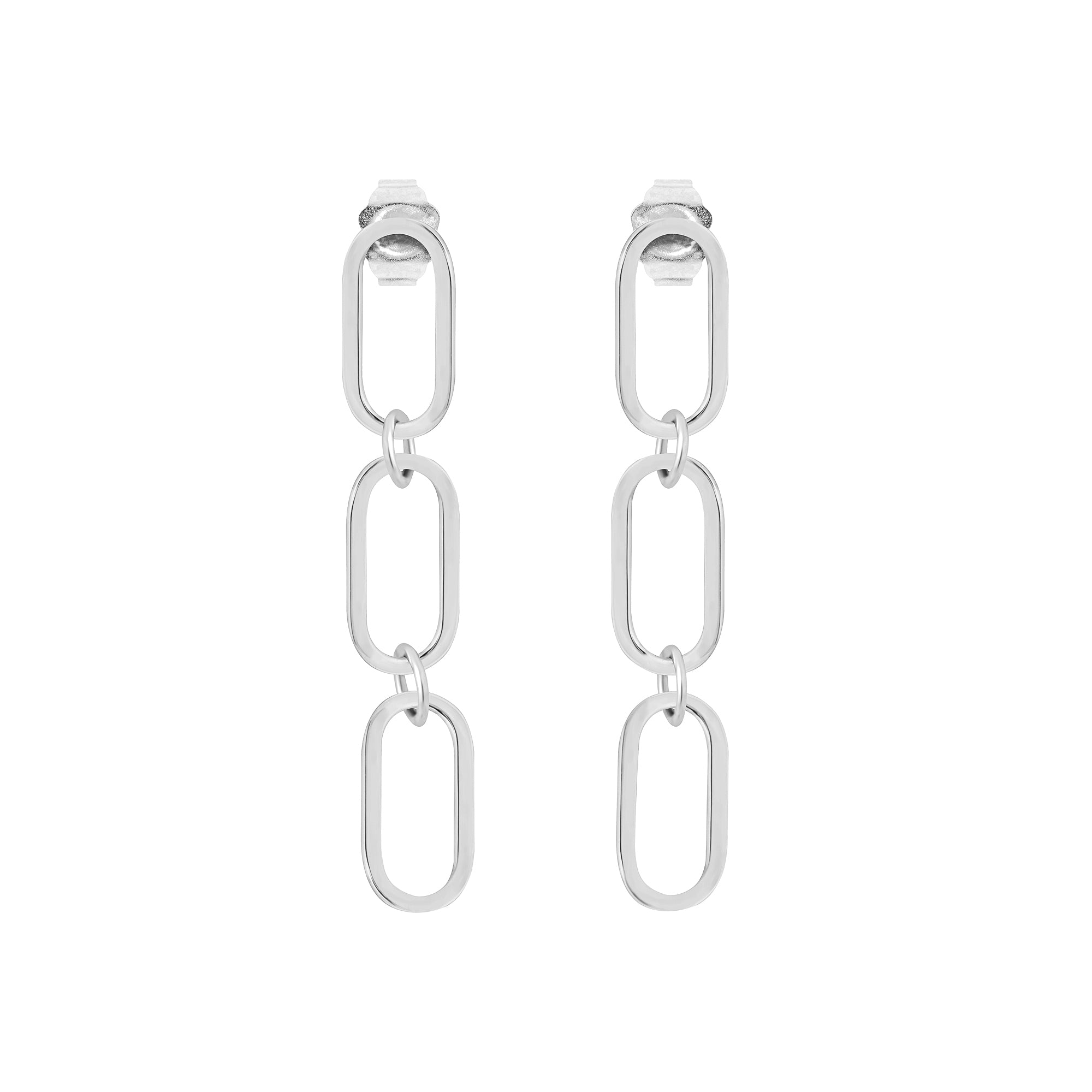 Revival Chain Link Earrings  Silver