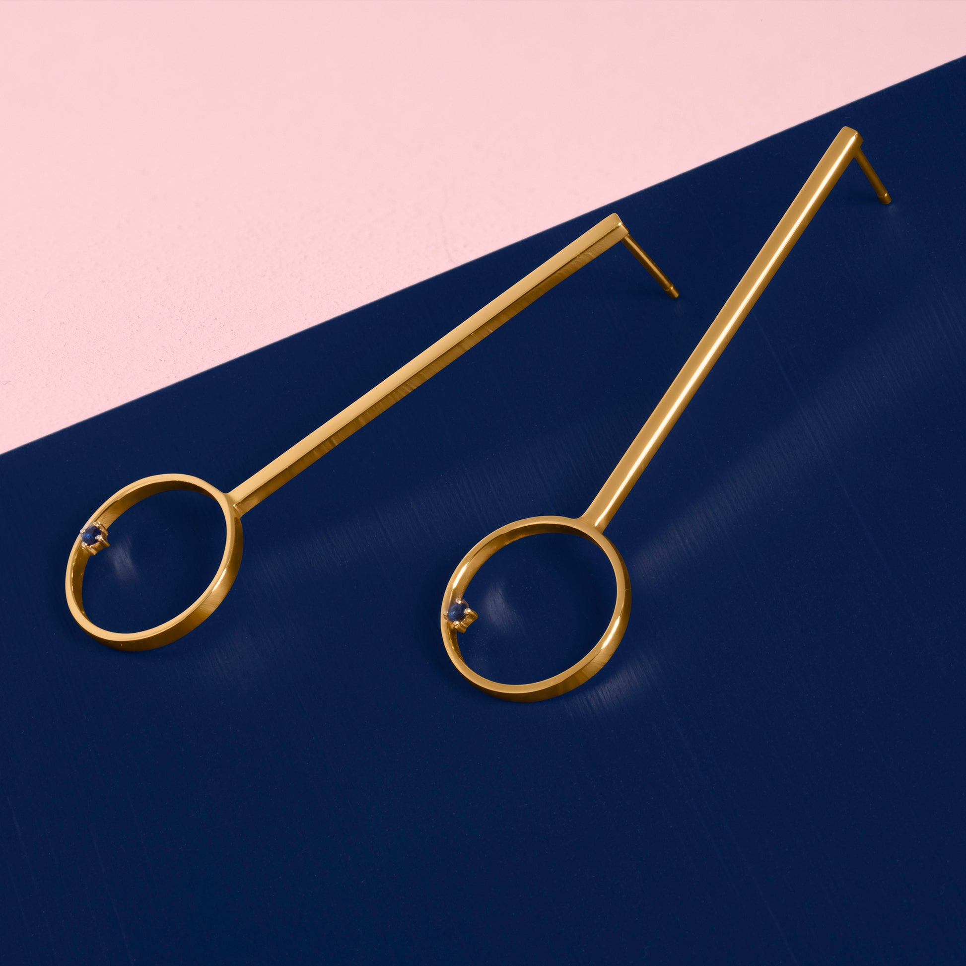 Republic Road Illuminate | The Speck Earrings Gold on Blue and Pink 