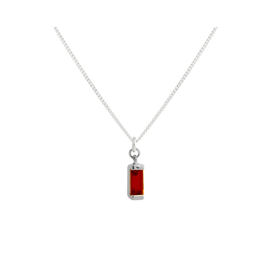 Baguette and Garnet Necklace SILVER